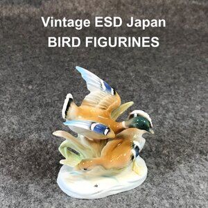 Vintage ESD Japan Hand Painted Ceramic Bird Figurines